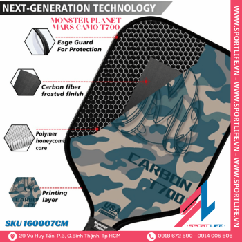 Vợt Pickleball MARS CAMO T700 16mm