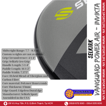 Vợt Pickleball Selkirk Vanguard Power Air Invikta - Shadow Gray